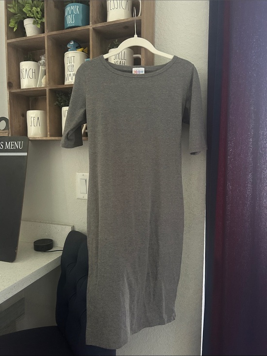 LuLaRoe Dresses & Skirts - Lularoe Julia Women's Gray Crewneck Midi Dress - Casual Stretch Knit